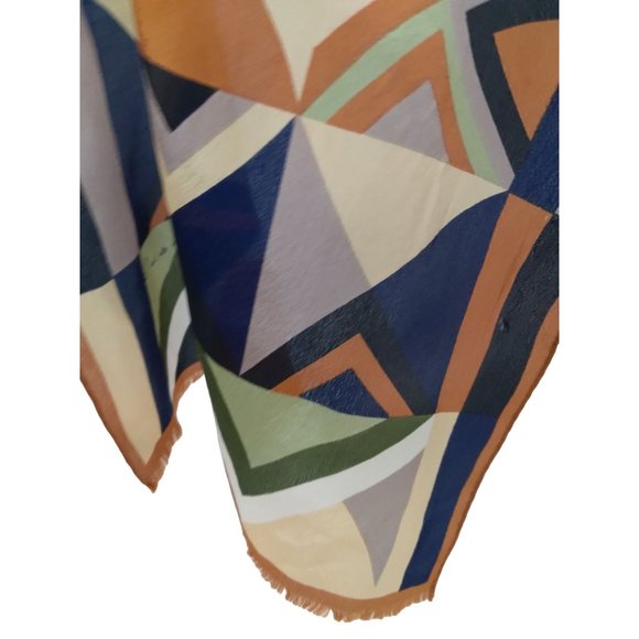 Vintage Oscar De La Renta MCM Geometric Rectangular Fringe Scarf 50" x 11" READ - Picture 3 of 13